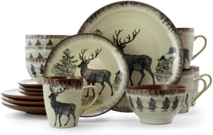 Luxurious Stoneware Dinnerware with Complete Setting for 4