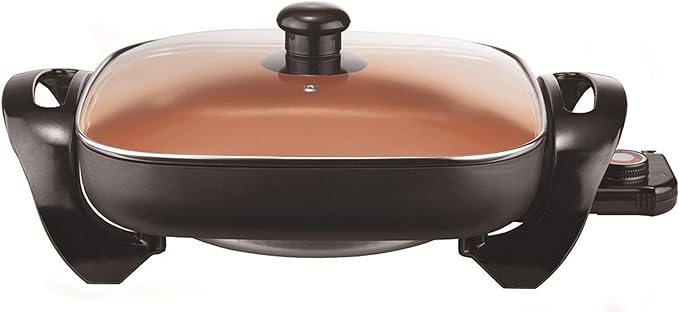 Brentwood 12 Inch Nonstick Electric Skillet in Copper with Glass Lid