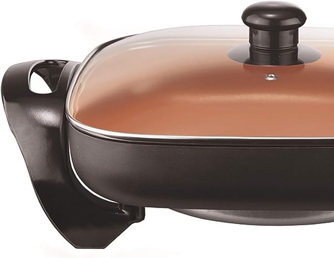 Brentwood 12 Inch Nonstick Electric Skillet in Copper with Glass Lid