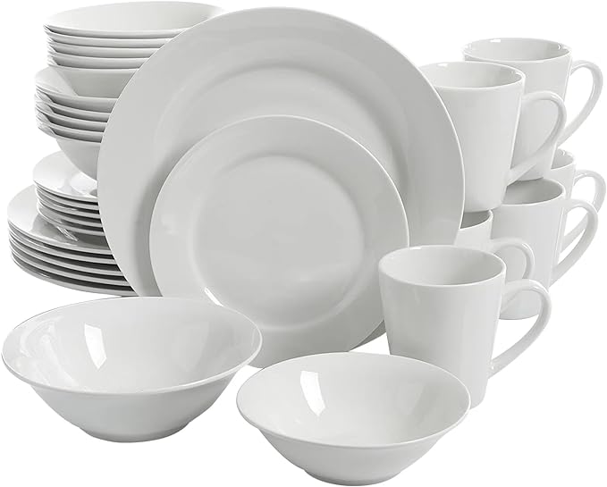 Gibson Home Noble Court 30 Piece Ceramic Dinnerware Set in White 118323.30