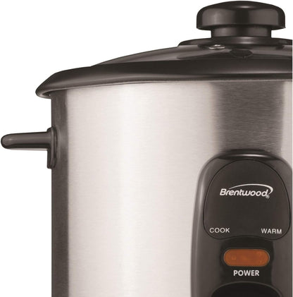 Brentwood 8 Cup Rice Cooker / Non-Stick with Steamer in Silver