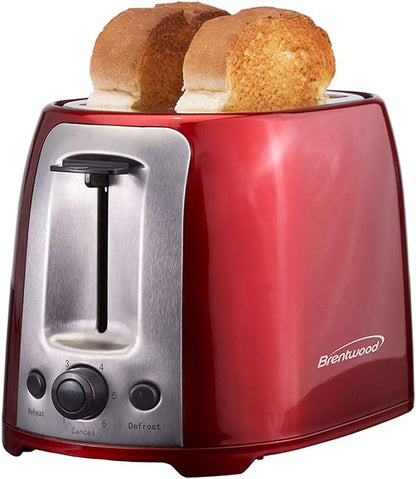 Brentwood 2 Slice Cool Touch Toaster in Red and Stainless Stee