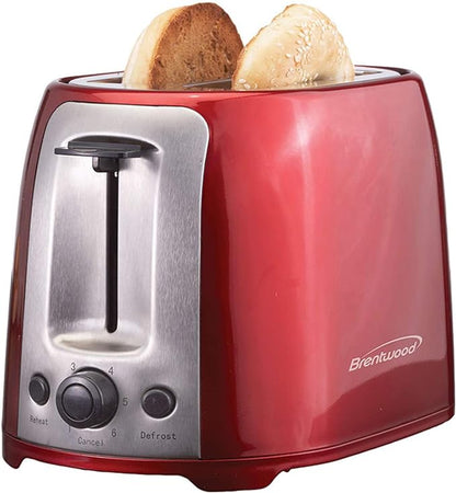 Brentwood 2 Slice Cool Touch Toaster in Red and Stainless Stee