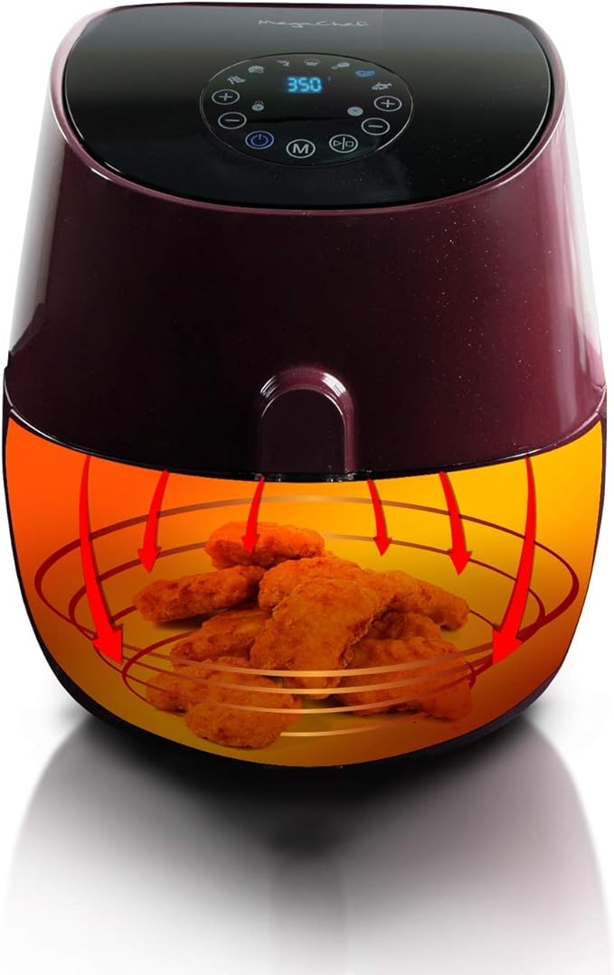 MegaChef 3.5 Quart Airfryer And Multicooker With 7 Pre-Programmed Settings in Burgundy