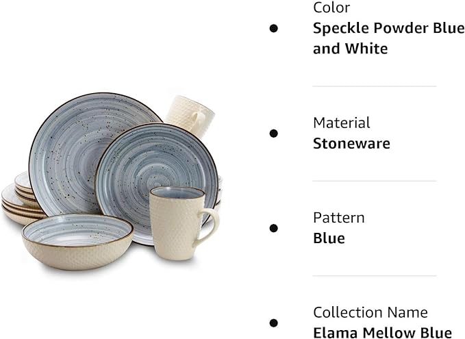 Elama Mellow 16-Piece Dinnerware Set in Powder Blue EL-MELLOWBLUE