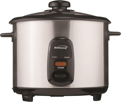 Brentwood 8 Cup Rice Cooker / Non-Stick with Steamer in Silver