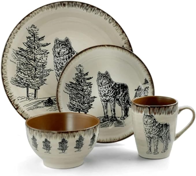 Luxurious Stoneware Dinnerware with Complete Setting for 4