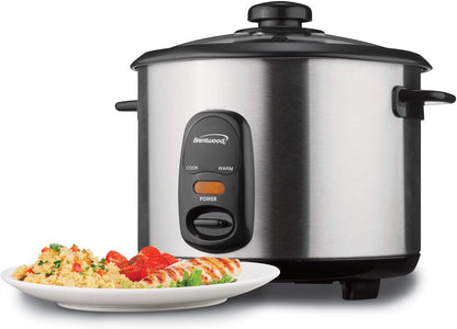 Brentwood 8 Cup Rice Cooker / Non-Stick with Steamer in Silver