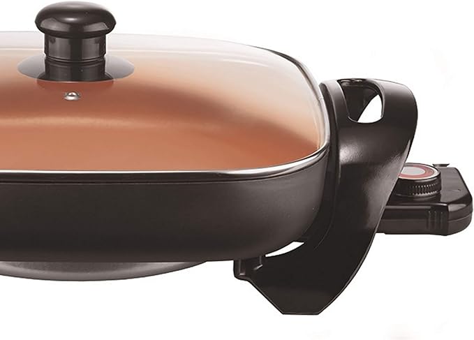 Brentwood 12 Inch Nonstick Electric Skillet in Copper with Glass Lid