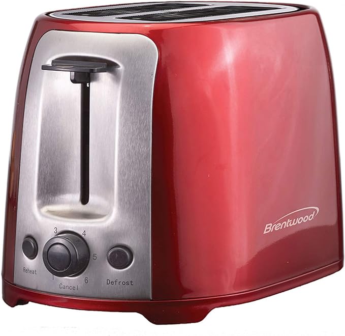 Brentwood 2 Slice Cool Touch Toaster in Red and Stainless Stee