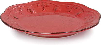 Elama Rustic Birch 16 Piece Stoneware Dinnerware Set in Red EL-RUSTICBIRCHRED