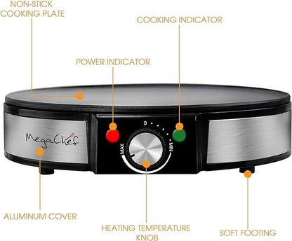 MegaChef Nonstick Crepe and Pancake Maker Breakfast Griddle MC-2900PM