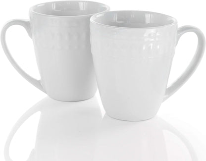 Elama Cara 6 Piece 10 Ounce Porcelain Cup Set in White