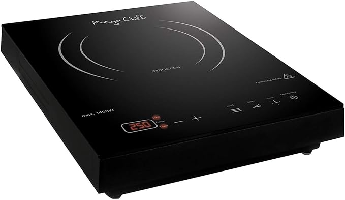 MegaChef Portable 1400W Single Induction Countertop Cooktop with Digital Control Panel MC-1400