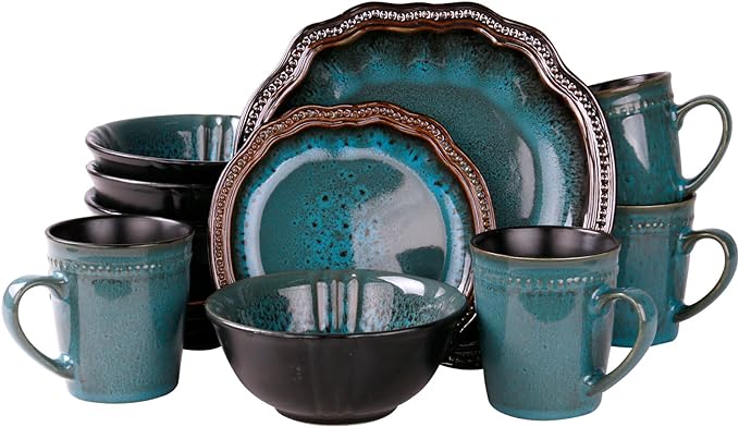 Elama’s Mystic Waves 16 Piece Dinnerware Set EL-MYSTICWAVES