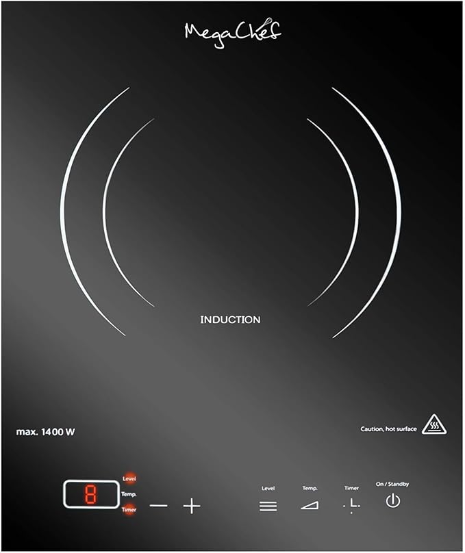 MegaChef Portable 1400W Single Induction Countertop Cooktop with Digital Control Panel MC-1400