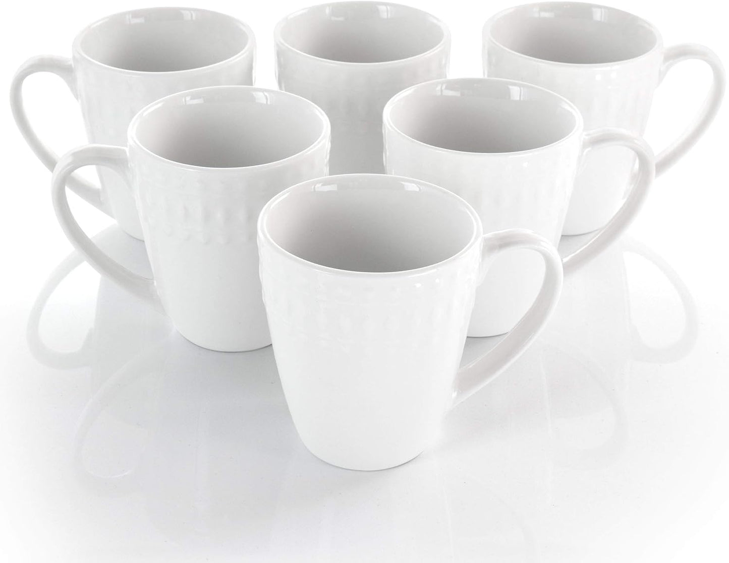 Elama Cara 6 Piece 10 Ounce Porcelain Cup Set in White