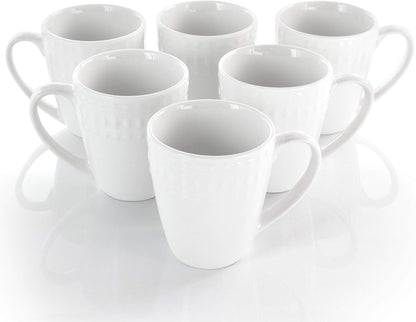 Elama Cara 6 Piece 10 Ounce Porcelain Cup Set in White