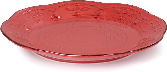 Elama Rustic Birch 16 Piece Stoneware Dinnerware Set in Red EL-RUSTICBIRCHRED