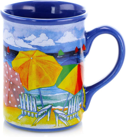 Gibson Home Beachcomber 4 Piece 16 Ounce Stoneware Mug Set in Assorted Designs