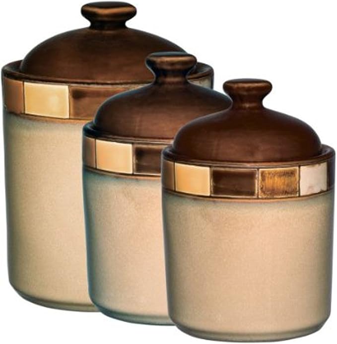 Casa Estebana 3 Piece Stoneware Storage Canister Container Jar Set  (69783.03)