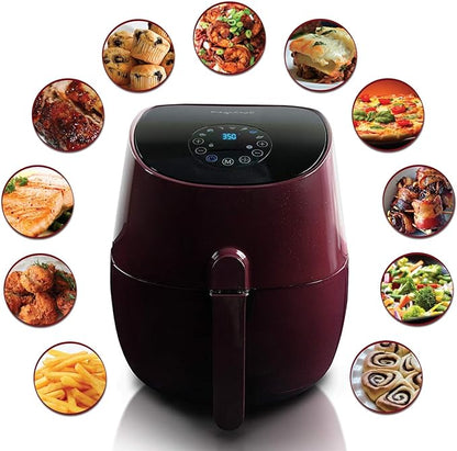 MegaChef 3.5 Quart Airfryer And Multicooker With 7 Pre-Programmed Settings in Burgundy