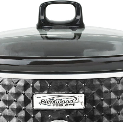 Brentwood 3.5 Quart Diamond Pattern Slow Cooker in Black