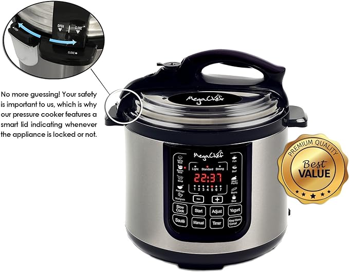 Megachef 8 Quart Digital Pressure Cooker with 13 Pre-set Multi Function Features MCPR120A