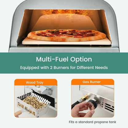 Portable Multi-Fuel Pizza Oven with Pizza Stone and Pizza Peel