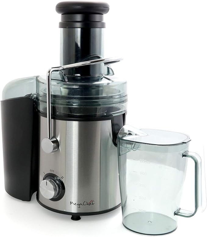 MegaChef Wide Mouth Juice Extractor, Juice Machine with Dual Speed Centrifugal Juicer, Stainless Steel Juicers Easy to Clean MGJM-3000