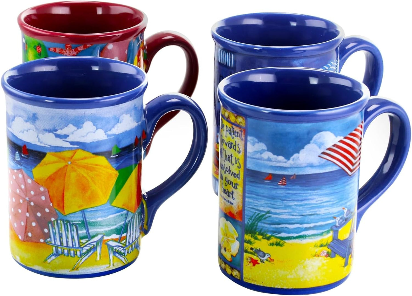 Gibson Home Beachcomber 4 Piece 16 Ounce Stoneware Mug Set in Assorted Designs