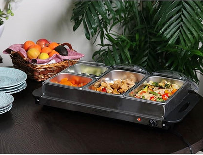 MegaChef Buffet Server & Food Warmer With 4 Removable Sectional Trays , Heated Warming Tray and Removable Tray Frame MC-9003C