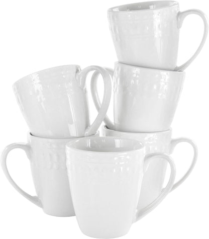 Elama Cara 6 Piece 10 Ounce Porcelain Cup Set in White