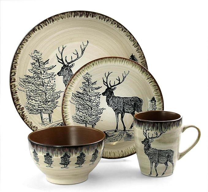 Luxurious Stoneware Dinnerware with Complete Setting for 4