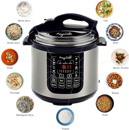 Megachef 8 Quart Digital Pressure Cooker with 13 Pre-set Multi Function Features MCPR120A