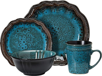 Elama’s Mystic Waves 16 Piece Dinnerware Set EL-MYSTICWAVES