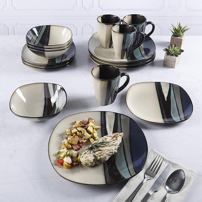 Gibson Elite Althea 16-Piece Dinnerware Set, Teal