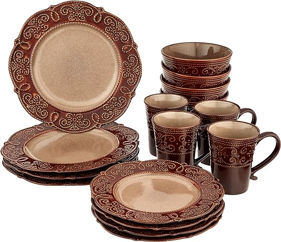 Elama’s Salia 16 Piece Stoneware Dinnerware Set EL-SALIA16