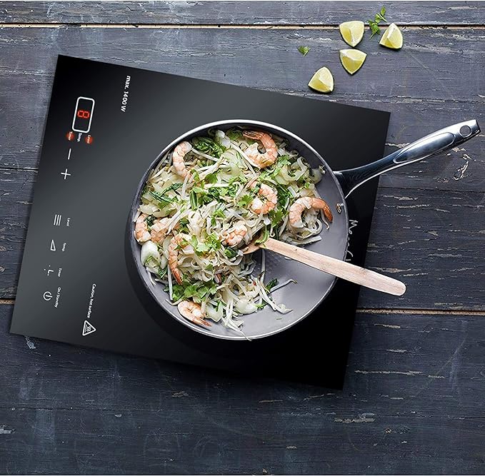 MegaChef Portable 1400W Single Induction Countertop Cooktop with Digital Control Panel MC-1400