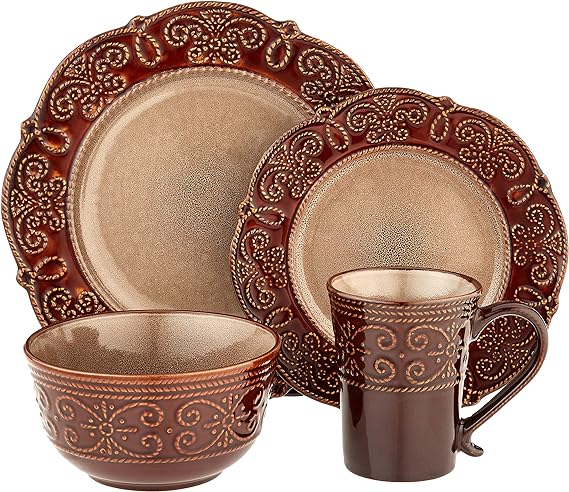 Elama’s Salia 16 Piece Stoneware Dinnerware Set EL-SALIA16