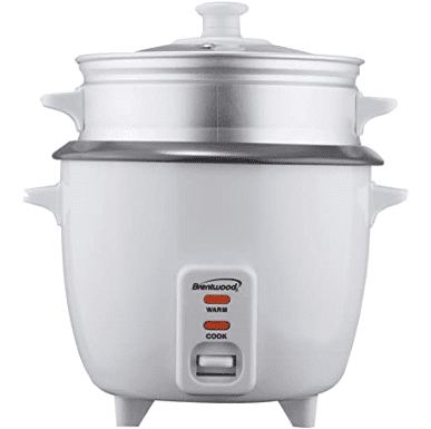 Brentwood 5 Cup Rice Cooker/Non-Stick with Steamer in White