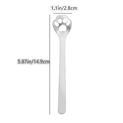 1pc Stainless Steel Hollow Out Kawaii Cat Claw Spoon; Mixing Spoon; Cake Dessert Spoon; Cookie Mold