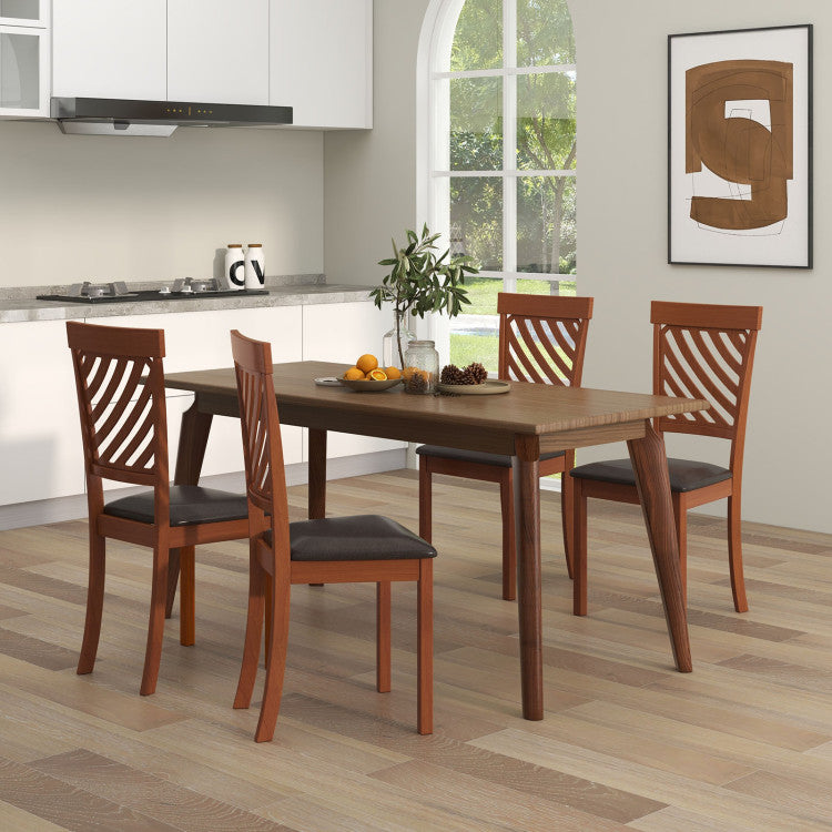 Dining Chair Set of 2 with Rubber Wood Legs and Ergonomic Back for Dining Room-Walnut