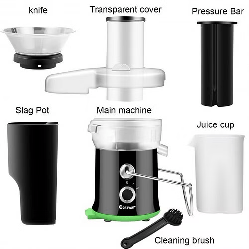 2 Speed Wide Mouth Fruit and Vegetable Centrifugal Electric Juicer - Color: Black EP23783US