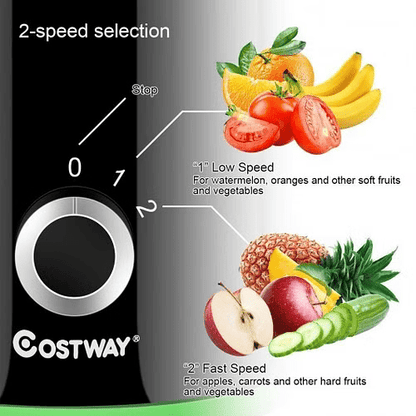 2 Speed Wide Mouth Fruit and Vegetable Centrifugal Electric Juicer - Color: Black EP23783US