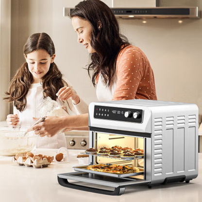 8-in-1 Convection Air Fryer Toaster Oven with 5 Accessories and Recipe-Silver - Color: Silver