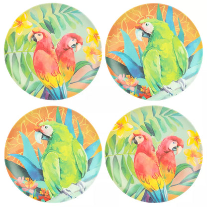 Laurie Gates Tropical Parrots 12 Piece Melamine Dinnerware Set in Assorted Designs