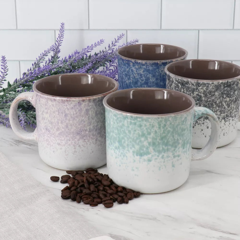 Gibson Home Blurry 4 Piece 19 Ounce Stoneware Straight Shape Mug Set in Assorted Colors