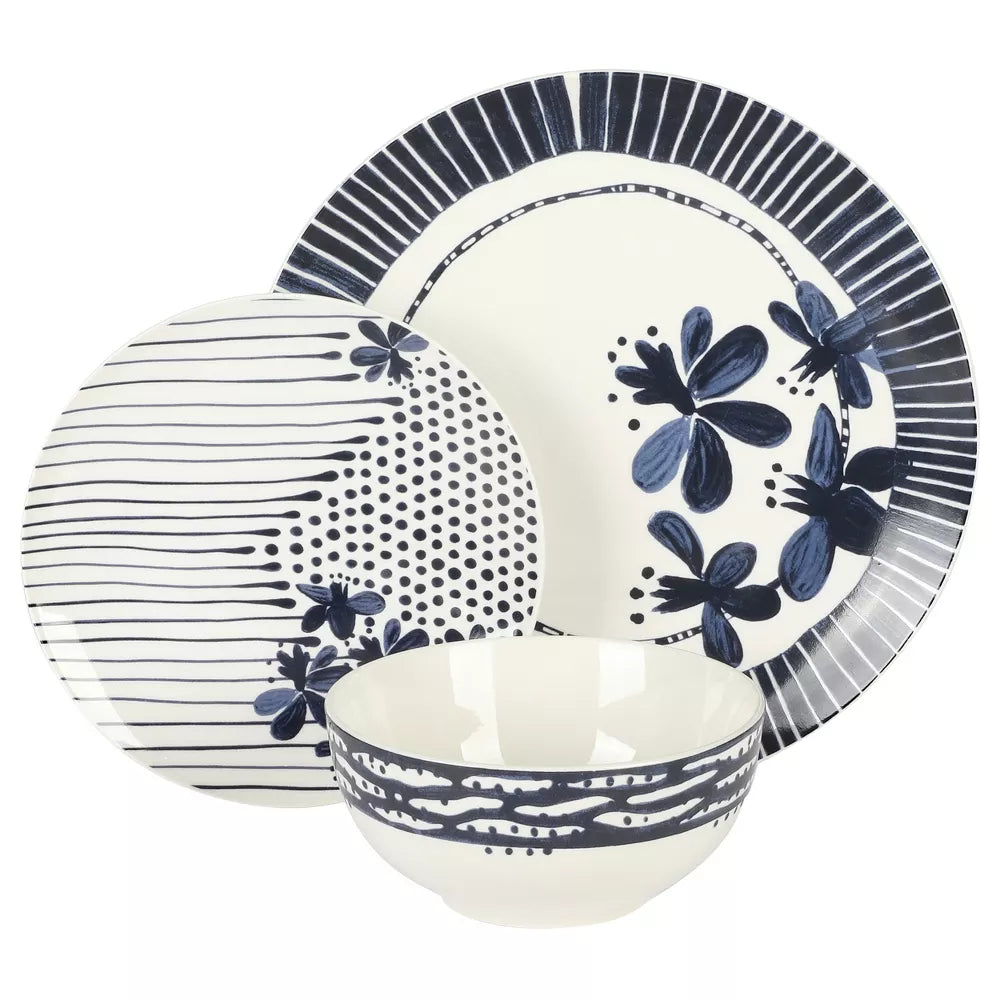 Gibson Home Eliza 12 Piece Ceramic Dinnerware Set