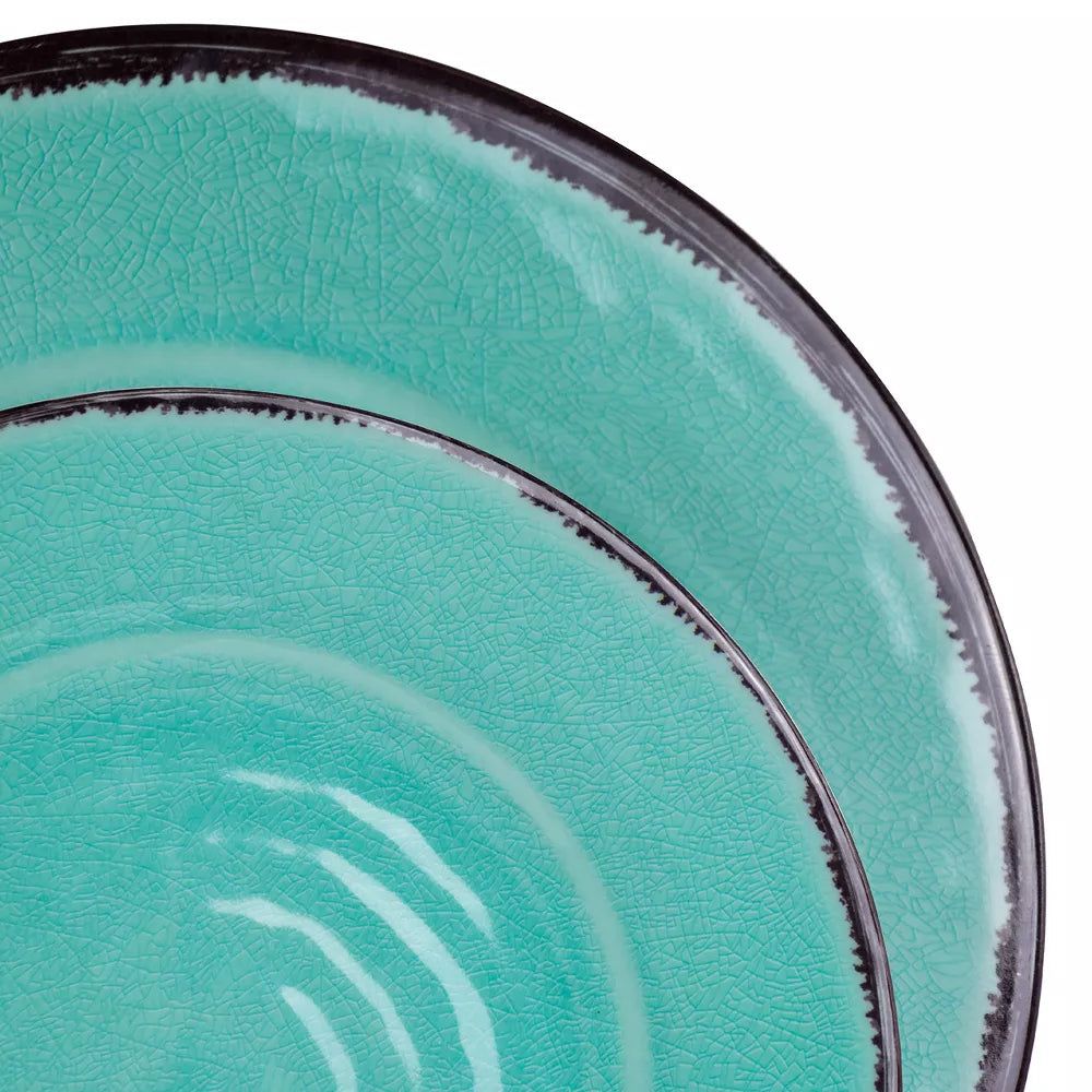 Elama Azul Banquet 12 Piece Lightweight Melamine Dinnerware Set in Turquoise